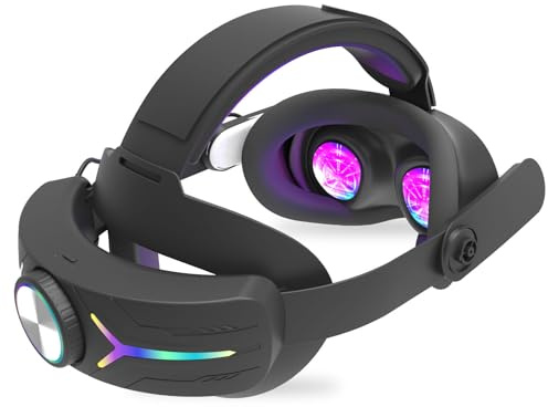 Adjustable Comfort Headband RGB Charging Headstrap VR Accessories for Meta Quest 3S 12000 mAh Electric Gaming Headband (black without battery)