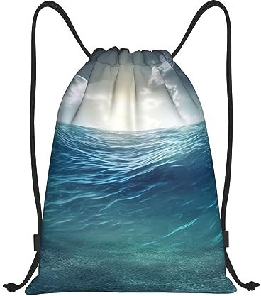 Mochila con Cordón Imprimir Mochila Saco Tela Unisex Impermeable Ajustable Mujer Hombre Bolsas De Cuerdas, para Adolescentes, Playa, 36x42cm