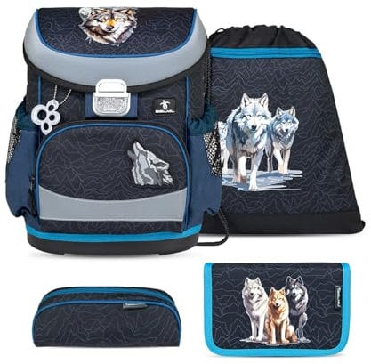 Belmil Mini-Fit Schulranzen Set 4 -teilig (405-33/AG/S) (Wolves Pack)