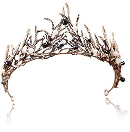 Schwarze Perle Krone, Hexen Accessoires Damen, Black Swan Krone, Krone Damen, Vintage Prinzessin Haarkrone Für Prom Pageant Geburtstagsfeier Weihnachten Halloween Abschlussball