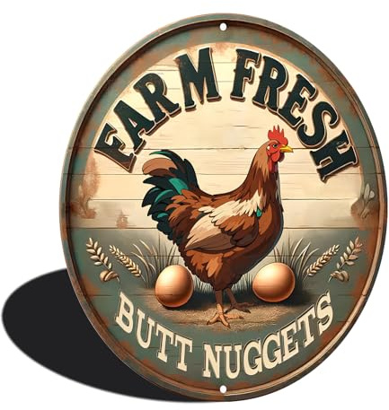 Fresh Butt Nuggets – Vintage-Metallschilder mit Hühnerstall-Schildern für Bauernhof-Dekoration, 20,3 x 30,5 cm (2495)