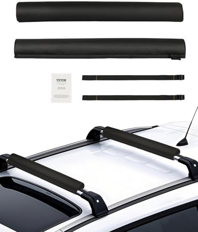 VEVOR Coussinets de Toit Universels 71 cm, Coussinets pour Barres Transversales et Porte-Kayak, Charge 40 kg, avec 2 Sangles d'Arrimage et Fermeture Auto-agrippante, pour Canoë Planche de Surf