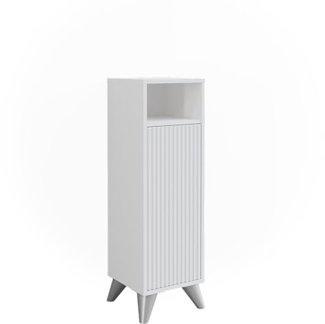 Vicco Midischrank Leano, Badmöbel, Weiß, 30 x 97 cm mit Tür