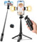Kinwald Phone Tripod & Selfie Stick with Light, Compact iPhone Tripod Stand with Bluetooth Remote and Dual Fill Lights, Portable Tripods for Cell Phone/Vlog/Photo/Video (Black)