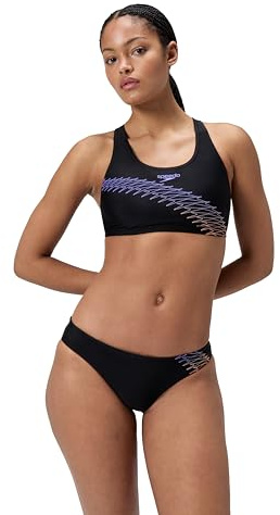 Speedo Women's Placement 2 Piece Swimsuit Swimming Costume Orange