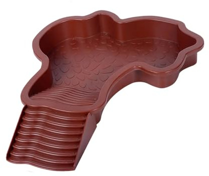 Pewihyer Extra Large Reptile Bathing Pool Reptile Feeding Dish Water Bowl with Ramp Aquarium Ornament for Gecko, Snake, Turtle, Bearded Dragon, Lizard Bath (Brown-red)