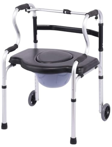 Klappbarer Gehwagen for das Badezimmer, höhenverstellbar, mit Rädern und Töpfchen, for ältere Menschen und Erwachsene