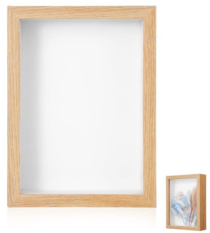Angoily 3D Blumenrahmen Holz 7 Zoll 127X178 cm mit 3cm Tiefe Trockenblumen Bilderrahmen Vitrine für Selbstgemacht Präsentation und Wand oder Tischdekoration