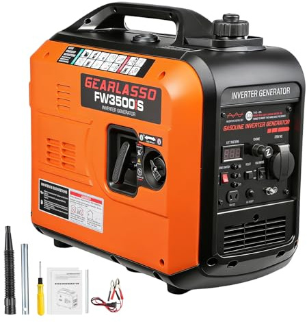 GEARLASSO 3300W Portable Inverter Generator Powered Ultra-Quiet RV Ready with CO Detection 4-Stroke 145cc Silent Upgrade 6.8L Electric Start Pure Sine Wave Generator for Camping, RV Travel, Home