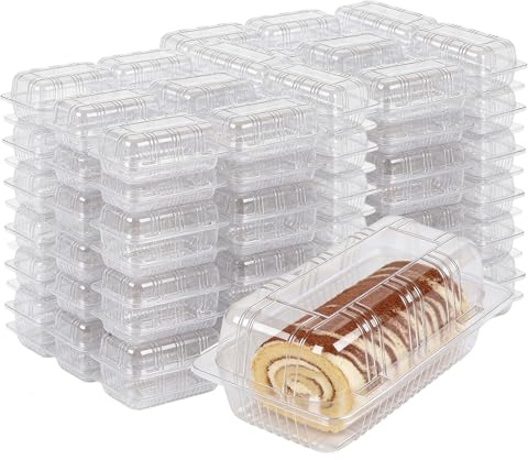 Rthynti 100pcs Clear Cake Slice Boxes, Plastic Cake Boxes, Square Cake Slice Containers with Lid, Individual Dessert Container for Sandwich Salad Hamburger