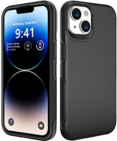 CASELIVE for iPhone 14 Plus Case with 2 Pack Tempered Glass Screen Protector, Shockproof Anti-Slip Full Body Protective Phone Case Cover for iPhone 14 Plus 6.7 inch(Black)