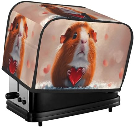 Toaster-Abdeckung mit Maulwurf mit Herz in der Hand, 2 Scheiben, Küchen-Abdeckungen für kleine Geräte mit Taschen, Staub- und Fingerabdruckschutz