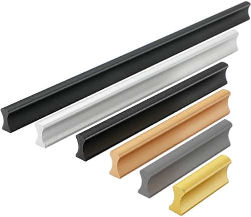 ZESLIV 6 piezas de tiradores para muebles, tiradores para armarios de aluminio, distancia entre agujeros de 256 mm, tiradores largos para cocina, tiradores para cajones para armario de ropa, puerta de