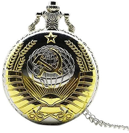 GONMPJZR Orologio vintage, orologio da tasca al quarzo stile sovietico vintage con falce e martello, da uomo e donna