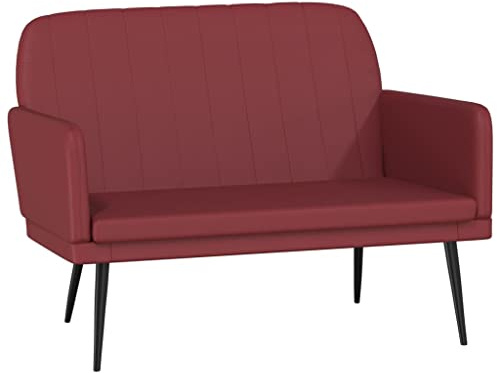mtlskopl Sitzbank Weinrot 107x80x81 cm Kunstleder Polsterbank für Wohnzimmer Flur Lounge modern Klein Sofa Küchenbank Polstersessel Küchensofa Zweisitzer Bank mit Rückenlehne Metallbeine