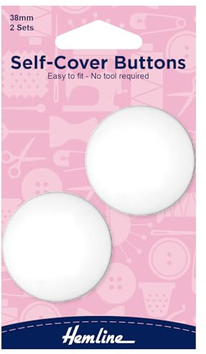 Hemline H475.38 White Nylon Self Cover Button Snap On Back Plate 38mm 2 sets