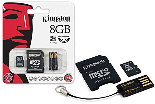 Kingston 8Go Multi Kit - Kit avec carte microSD et adaptateurs classe 4, noir