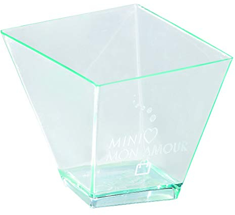Lot de 100 verrines mises en bouche plastique petit carré vrillé 6 cl