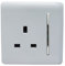 Trendi 1 Gang Raised Artistic Modern Glossy Screwless 13 Amp Single Pole with Chrome Switched UK Standard Electrical Double Wall Plug Socket in Platinum Silver - ART-SKT13SI