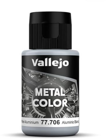 Vallejo - Metal Color | White Aluminium 32 ml (1.08 fl.oz.) | Faithfully Reproduce Different Metallic Finishes