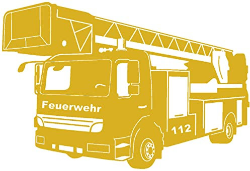 Samunshi® Wandtattoo Feuerwehr Löschzug 140 x 93cm goldmetalleffekt