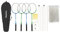 Outtec Badminton Set, 4 Badminton Schläger, Badminton Netz und Federball Set, Komplett 4 Spieler: 4 Badmintonschläger, 2 Federbälle, 2 Pfosten und EIN Netz, Kinder und Erwachsenen Outdoor Spiele