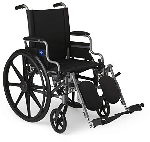 Medline Lightweight Wheelchair for Adults With Swing-Back, Desk-Length Arms, Elevating Leg Rests; 18W x 16D Seat