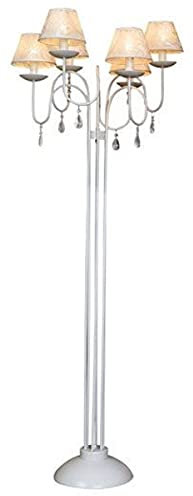 Casa Padrino Barock Stehleuchte mit Glaskristallen, Weiss, 6 Flammige Stehleuchte Höhe: 157 cm, Durchmesser 58 cm - floor lamp