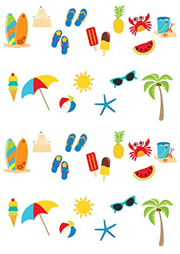 32 Stand Up Beach Seaside Summer Holiday Themed Edible Wafer Paper Cake Toppers Decorations