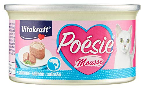 Vitakraft Poésie Mousse, feine und zarte Mousse für Ihre Katze, Sorte Lachs, 85 g