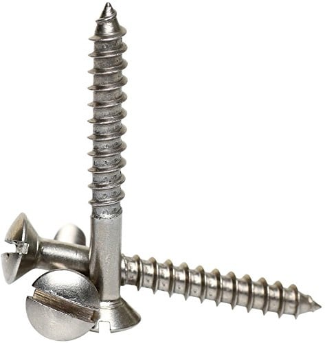 A2 Stainless Steel Slotted Raised Head Countersunk Wood Screws DIN 95 4 x 30 / No.8 x 1 1/4 - 20 Pack