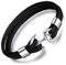 MicLee Herren Anker Armband Fashion Handgefertigt Echtlederarmband mit Edelstahl Graviert mit Geschenk Box für Männer