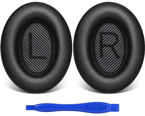 Link Dream Ear Pads for Bose Quiet Comfort 35 II (QC35 ii) Soft Protein Leather Replacement Earpads Extra Thick Ear Cushions for Bose QC 35 25 15 QC2 Ae2/ Ae2i/ Ae2W/ Sound Link/Sound True Black