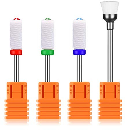 JCMaster 3 Pcs Premium Ceramic Nail Drill Bits With 3 Different Densities (C, M, F) For Removing Acrylic Nails Gel Nails Thinning Extra Thick Nails - 3/32'' Universal Size, For Nail Care Nail Design