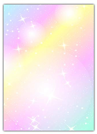 Rainbow Motiv-Briefpapier (MPA-5216, DIN A4, 25 Blatt) Regenbogen Motivpapier mit knallig bunten Farben und Sternen