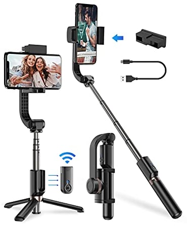 APEXEL Handy Gimbal Bluetooth Selfie Stick mit Stativ und Fernauslöser - Handy Stabilisator für iPhone 13/12/11/XS/X, Samsung Galaxy S/Z/Note,Google Pixel 6/5