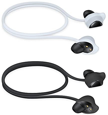 kwmobile 2X Halteband kompatibel mit Samsung Galaxy Buds/Buds Plus Headphones - Kopfhörer Halter Band Strap in Schwarz Weiß
