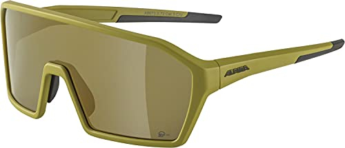 ALPINA RAM Q-LITE - Verspiegelte, Kontrastverstärkende & Beschlagfreie Sport- & Fahrradbrille Mit 100% UV-Schutz Für Erwachsene, olive matt