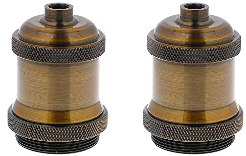 CENPEK 2 pièces E26 E27 Douille de Lampe avec Anneau d'abat-Jour, Support de Douille d'ampoule à Visser dans la Base Standard Moyenne rétro Suspension Ampoule Tenir Le Couvercle de lumière-cuivré