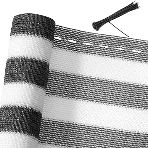 Brise vue 1 x 10 m Gris-blanc Tissu HDPE Pare-soleil brise-vue jardin balcon Protection UV vent