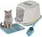 CAT CENTRE Jumbo Blue Hooded Kitten Litter Tray +Waste Scoop +Tray Mat Set Carbon Filter Large Cat Toilet Pet Box Loo Pan Starter Pack Portable Swing Flap Door Carry Handle Galaxy Easy Cleaning