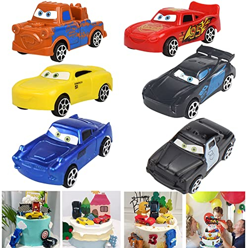 Naotona Spielzeugauto Set Tortendeko Kinder 6 Pack Cars Torte Topper Kinderidee Spielfahrzeuge Deko Torte Kuchendeko Geburtstag Cupcake Toppers Cars Kuchendekoration Kinder ab 3 Jahren Mädchen Junge