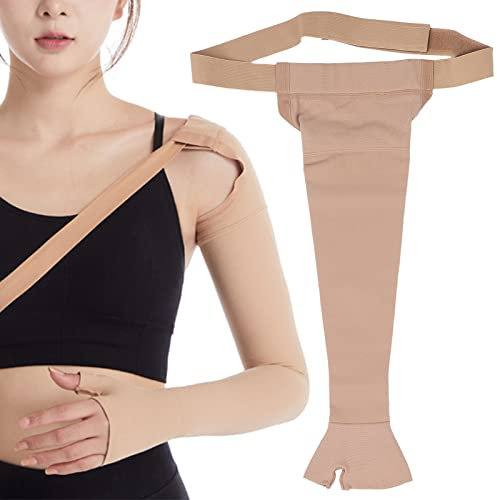 Calcetín con Manguito, Manga de Brazo de Compresión de Linfedema, Manga de Brazo de Edema Linfático del Pulgar, Soporte de Poliuretano Post Mastectomía para Soporte de Hinchazón (M Mano derecha)