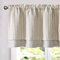 TOPICK Doppellagige Leinen Scheibengardine Streifen Küche Vorhang Klein Fenstervorhang Blickdicht Gestreift Gardine Verdunklung Landhaus Bistrogardine für Esszimmer 1 Stück 125x45cm Braun auf Beige