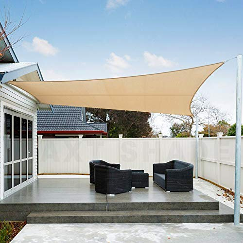 AXT SHADE Benutzerdefinierte Größe Sonnensegel Wasserdicht Rechteckig 3.25x4.25m Wetterschutz Sonnenschutz PES Polyester mit UV Schutz für Terrasse Balkon Garten-Sand