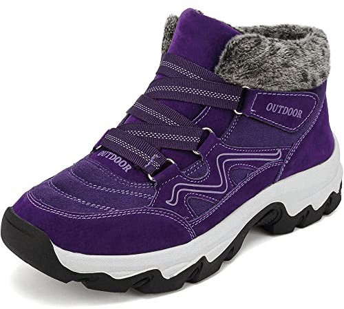 VTASQ Uomo Stivaletti da Neve Stivali Donna Inverno Caldo Antiscivolo Outdoor Scarponi Trekking Camminate All'aperto Stivali di Cotone Viola 39 EU