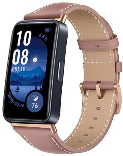 KoGiio Vintage Leder Armband für Huawei Band 10/9/8, Herren Damen Ersatz Weich Uhrenarmbänder, Metallschnalle Atmungsaktiv Ersatzarmband