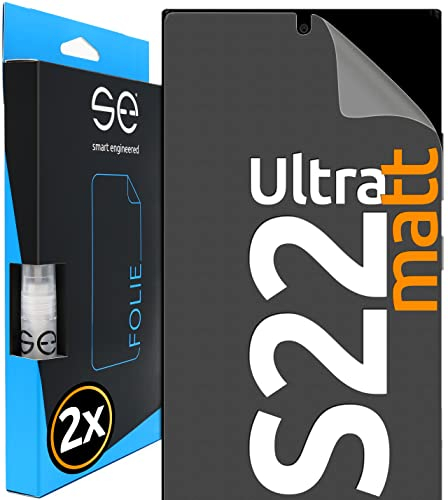 2x se® Protector 3D Antirreflejo para Samsung Galaxy S22 Ultra, Protección Solar, Compatible con Huellas y FaceID, Instalación sin Burbujas, Mate, Resistente a Golpes y Arañazos, Matériau TPU