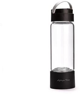 2VABU Botella de Agua de Hidrógeno con Tecnología SPE y PEM, Generador de Agua Hidrogenada en Minutos, Auto limpieza, Manguera Nasal, Recargable y Portátil, 400 ml (Molecular Sport, Negra)
