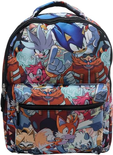 AI ACCESSORY INNOVATIONS Sonic The Hedgehog Rucksack: Engagierende Schultasche mit Sonic-Charakteren für Kinder und Erwachsene, langlebige und bequeme Alltagsausrüstung